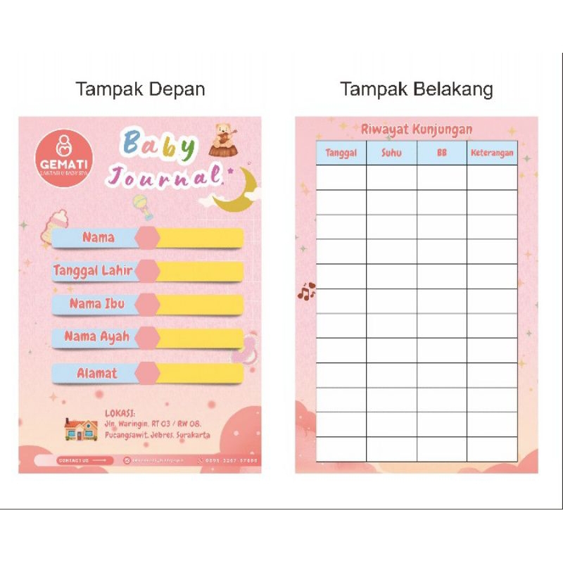 

kartu baby jurnal /kartu kunjungan bolak balik