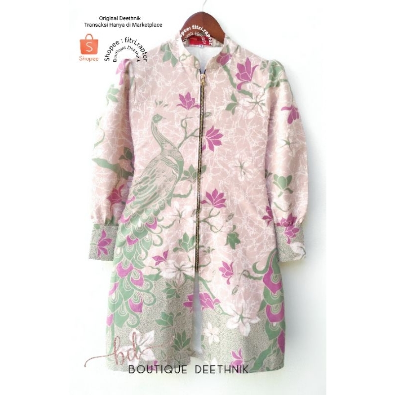 Tunik Batik warna Peach resleting batik deethnik