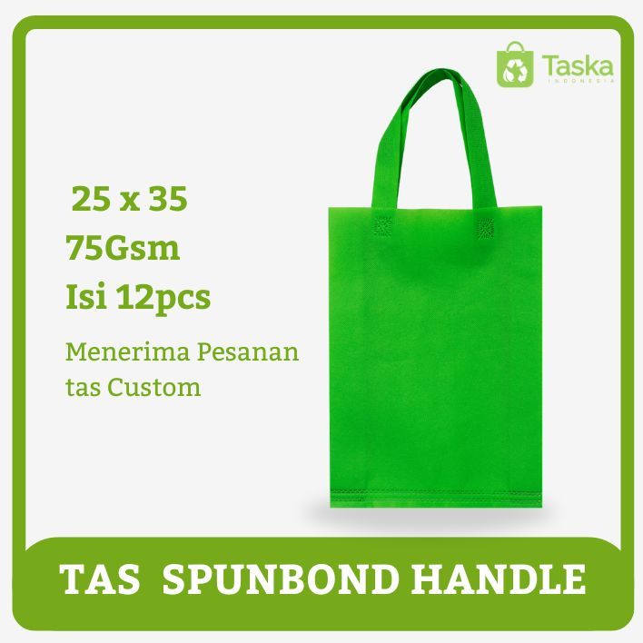 

TAS SPUNBOND HANDLE 25x35 LUSINAN WARNA HIJAU MUDA / Tas Belanja Murah / Kantong Belanja