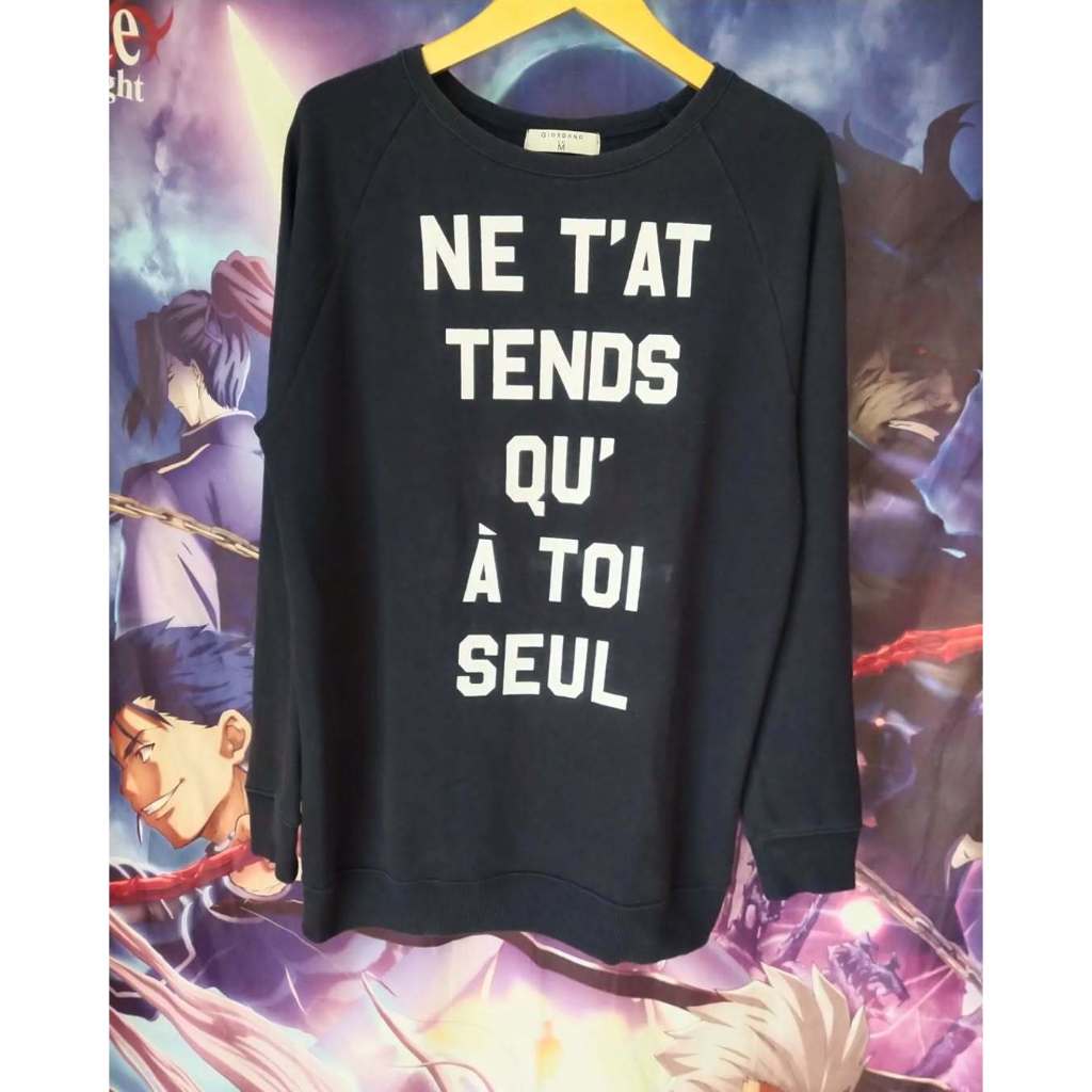 Giordano Spellout Navy Crewneck Jaket Sweater Original Second Merch Japan Korea Brand Vintage Retro 