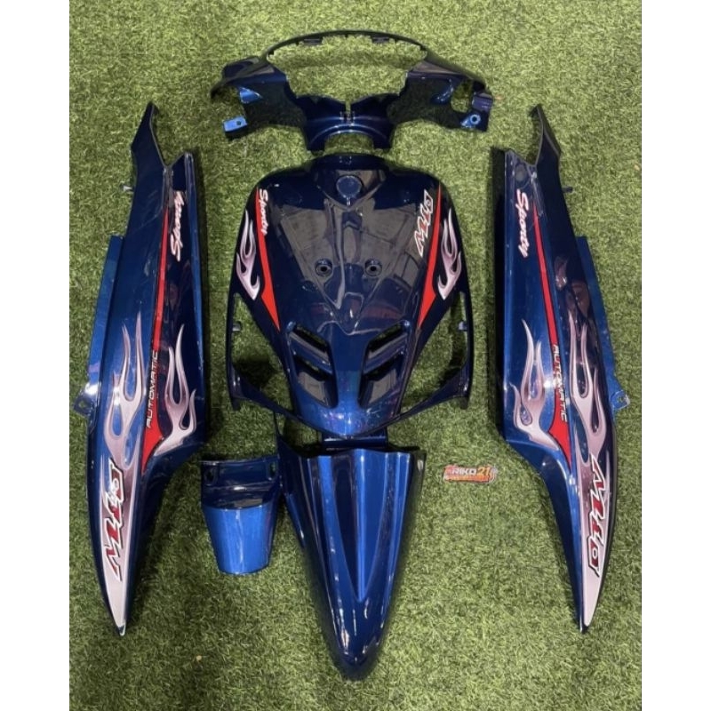 Cover body halus full set mio sporty mio lama warna biru navy setriping api yamaha mio sporty mio la