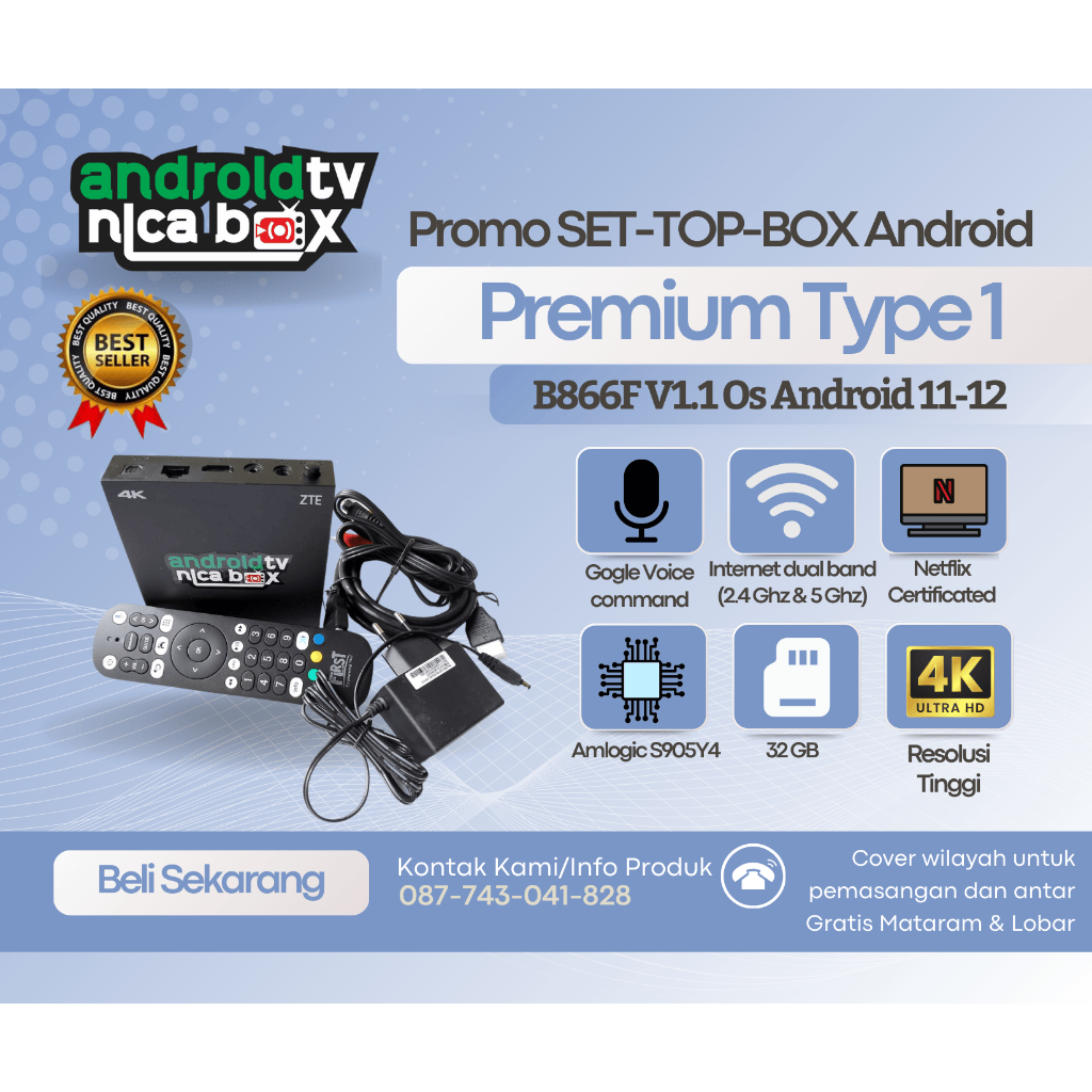 STB Android TV Premium B866F V1.1 New Model Android 11 dan android 14