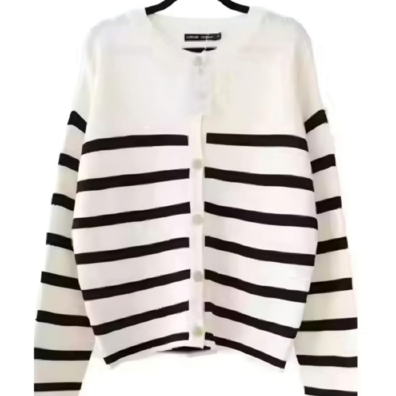 SWEATER CARDIGAN LOOK CARDY OUTHER KNIT RAJUT WANITA STRIPE STYLE KOREAN SEWEATER CARDIGAN OUTFIT KA
