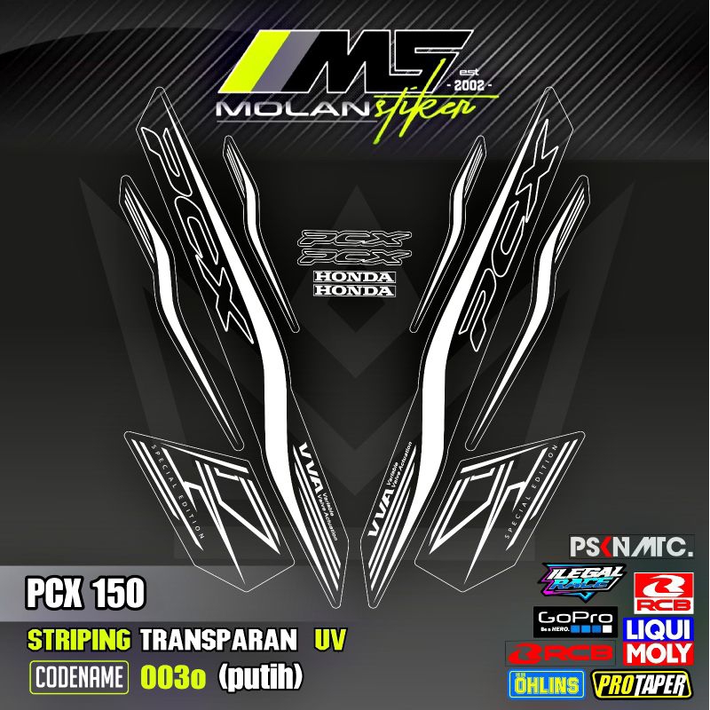 Decal Sticker Striping Variasi Transparan Uv PCX 150 2018-2021 Honda PCX Abs PCX Lokal Pcx 150 Thail