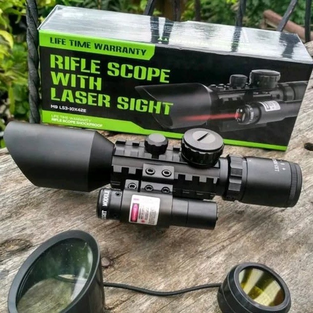 Teropong Jarak Jauh Teleskop M6 4x25 Berikut Laser Scope Merah