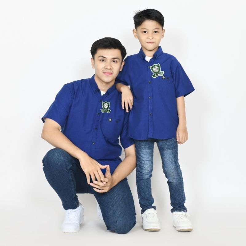 Ridho 6 - baju koko kemeja couple ayah anak biru bca series katun jumbo ukuran s m l xl xxl 3xl laki
