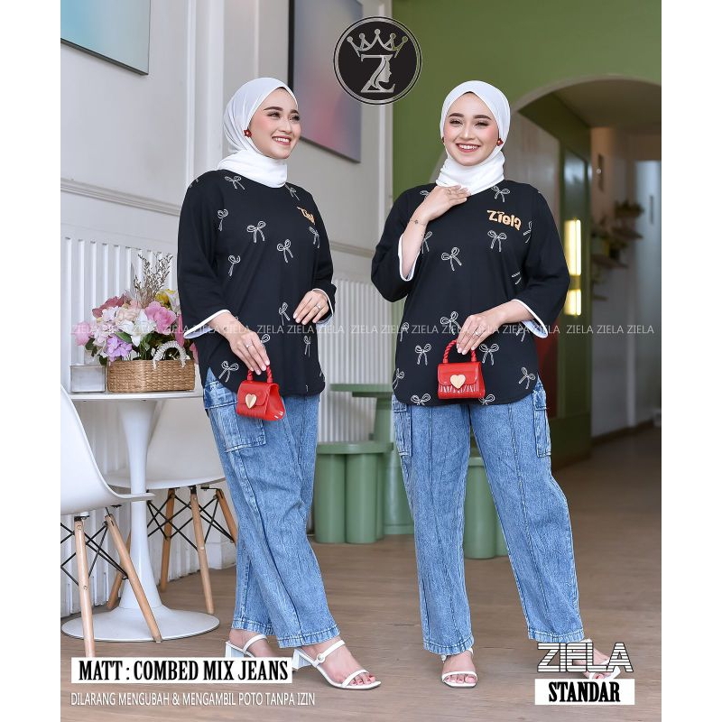 ZIELA CARGO JEANS MIX COMBED/SET CELANA CARGO LEVIS/ZIELA CARGO DEWASA