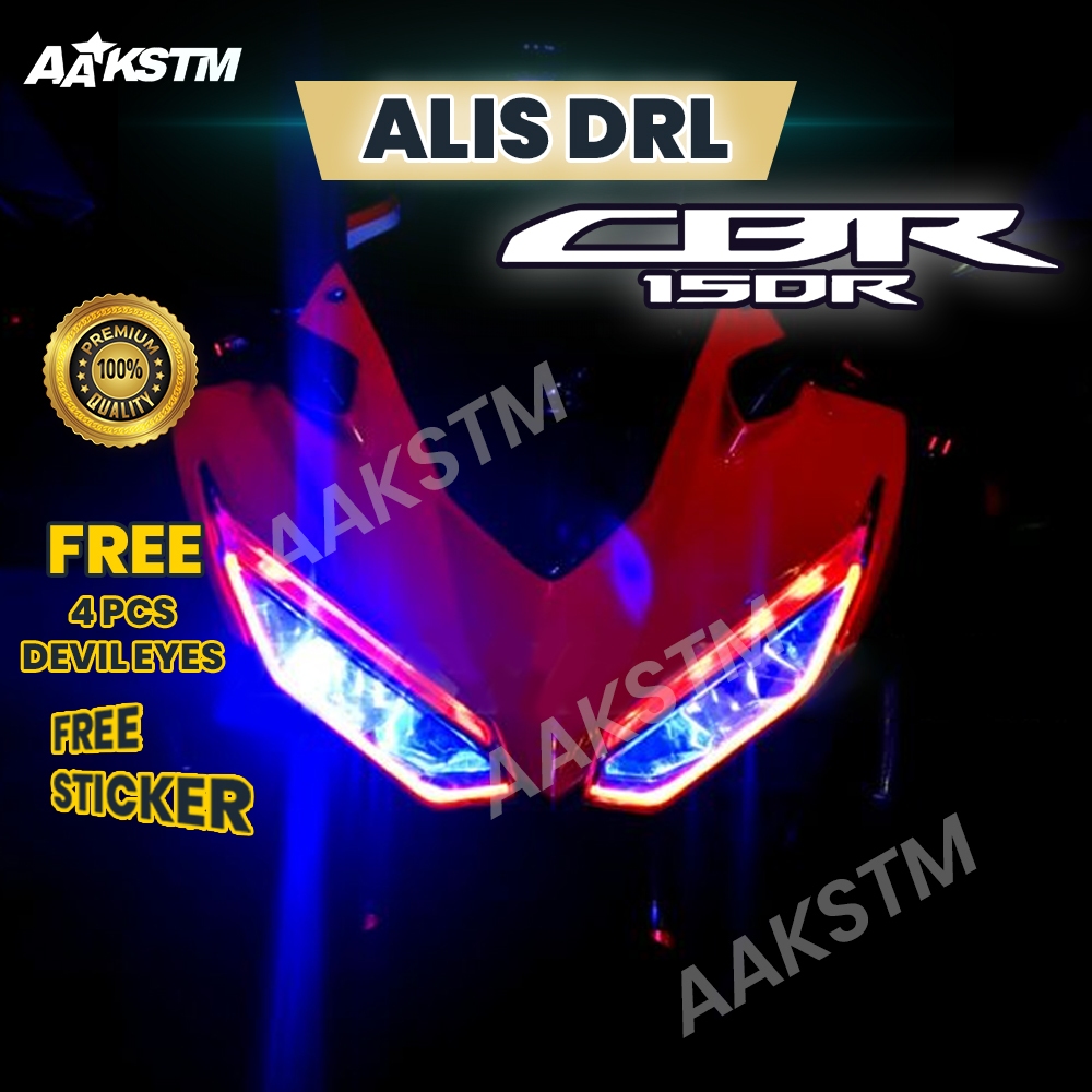 LAMPU LED ALIS DRL CBR 150 R BONUS DEVIL EYES LAMPU DEPAN SENJA MOTOR VARIASI AA KASTEM