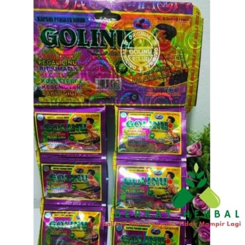 Golinu herbal(sangat manjur) original,asam urat,rheumatik,nyeri sendi 1 hanger isi 20 sachet @ 2 kap