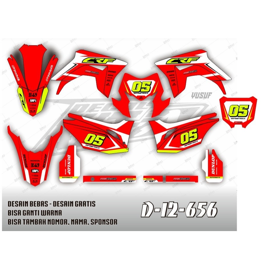 Decal CRF 150l Sticker Striping Stiker CRF 150 L Motif simpel merah list stabilo