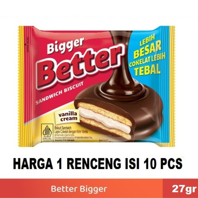 

Biskuit Better Roma Sandwich Biskuit 1 Renceng 10 Sachet 27 gr Rp 2000