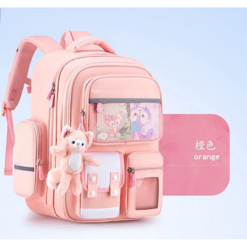 Tas ransel anak perempuan laki laki tas ransel polos saku transparan depan tas ransel wanita backpac