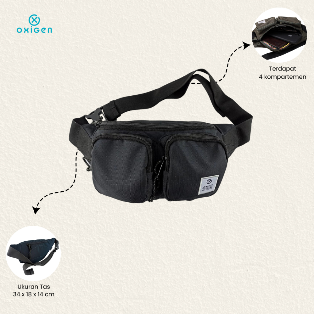Oxigen Guma Tas Pinggang Wanita Polyester Waist Bag Modern dan Stylish