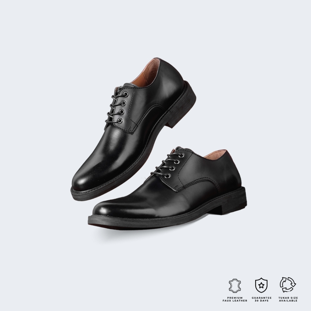Sepatu Formal Pria  Work Series Sepatu Kerja Sepatu Hitam Sepatu Kantor Hitam - Brygan Craftmanship