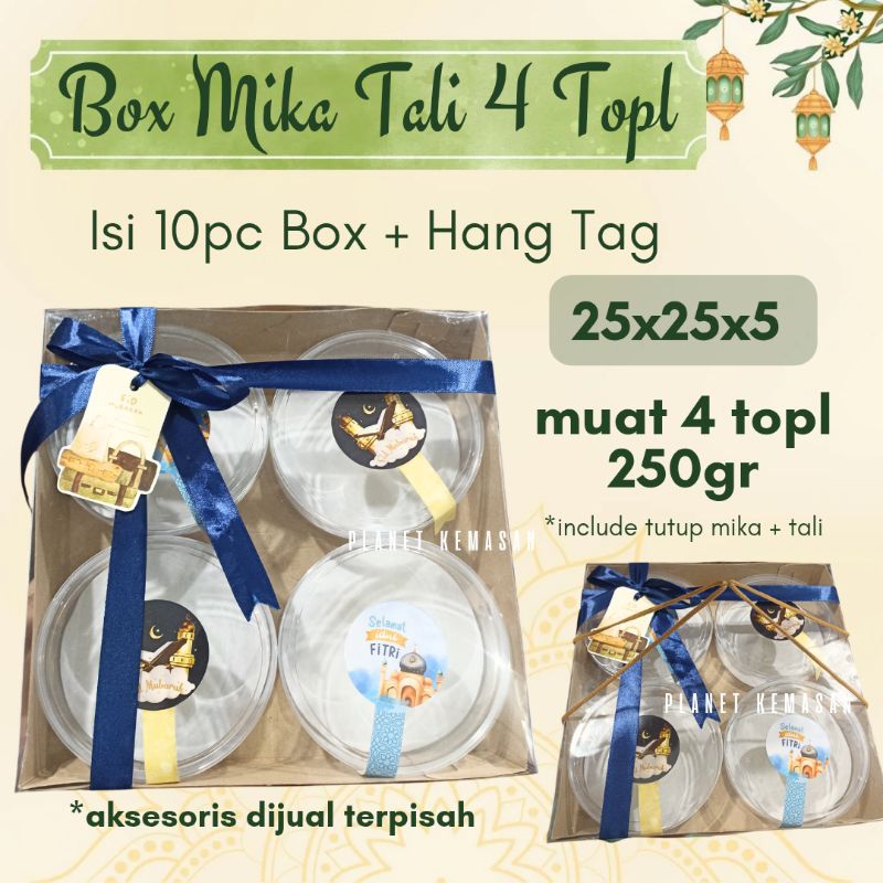 

[ISI 10PC] Box mika tali 25x25x5 dus toples 250gr isi 4 box 25cm tutup mika handle tali box toples kue kering