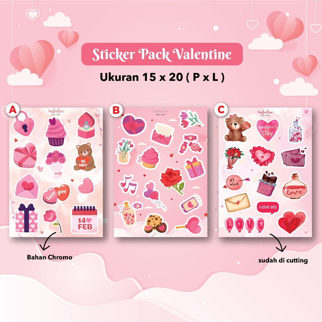 

Stiker pack VALENTINE - Sticker pak Hiasan VALENTINE - (A1)