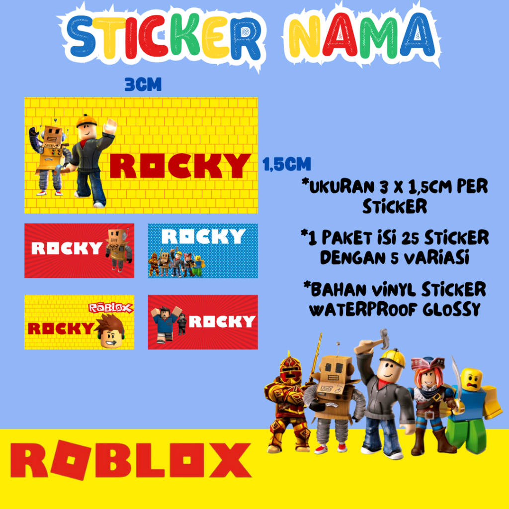 

Sticker Nama Waterproof Karakter Anak Laki-Laki