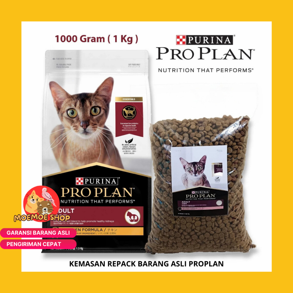 PRO PLAN Adult Proplan Makanan Kucing Kering 1kg Rasa Ayam Mix Salmon/ Cat Food PROPLAN RP
