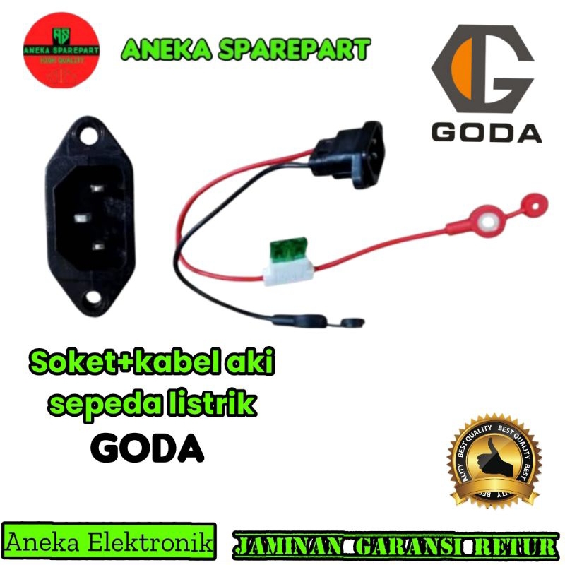 soket+kabel aki sepeda listrik GODA