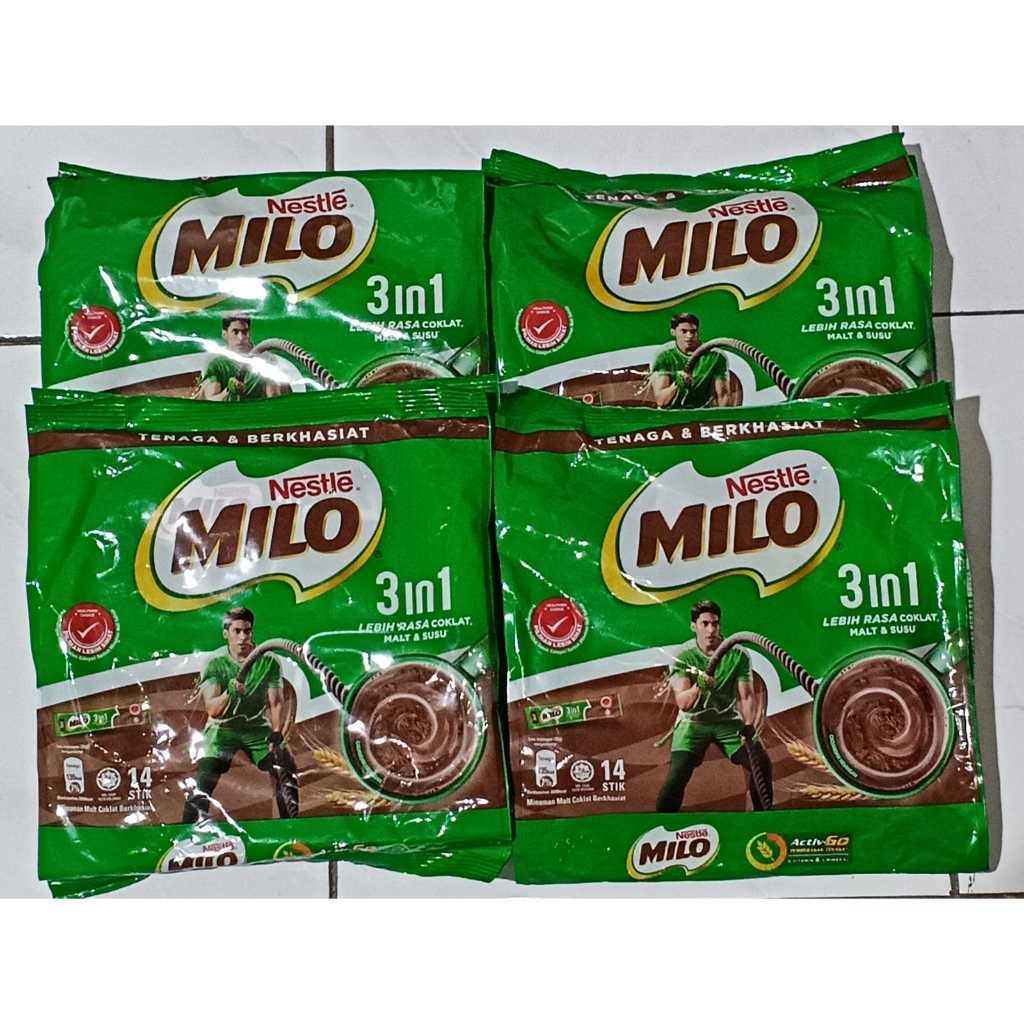 

Milo Sachet Isi 14 Stik Pek x 33gr Asli Malay Halal milo 3in1 coklat Nestle milo 1pax isi(14 sachet)