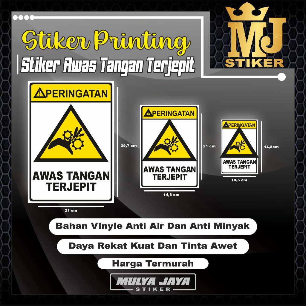 

PROMO Mulya Jaya Stiker Peringatan Awas Tangan Terjepit / Stiker Awas Tangan / Stiker Safety