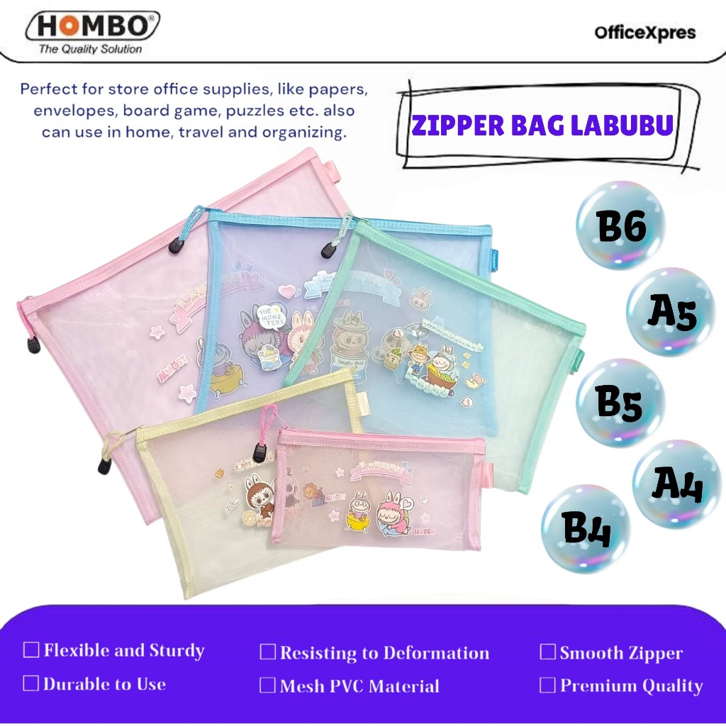 

Map Zipper Sleting Jaring / Ziper Bag Nylon Mesh / Map Sleting / Zipper Bag LABUBU A6, A5, B5, A4, B4, A3