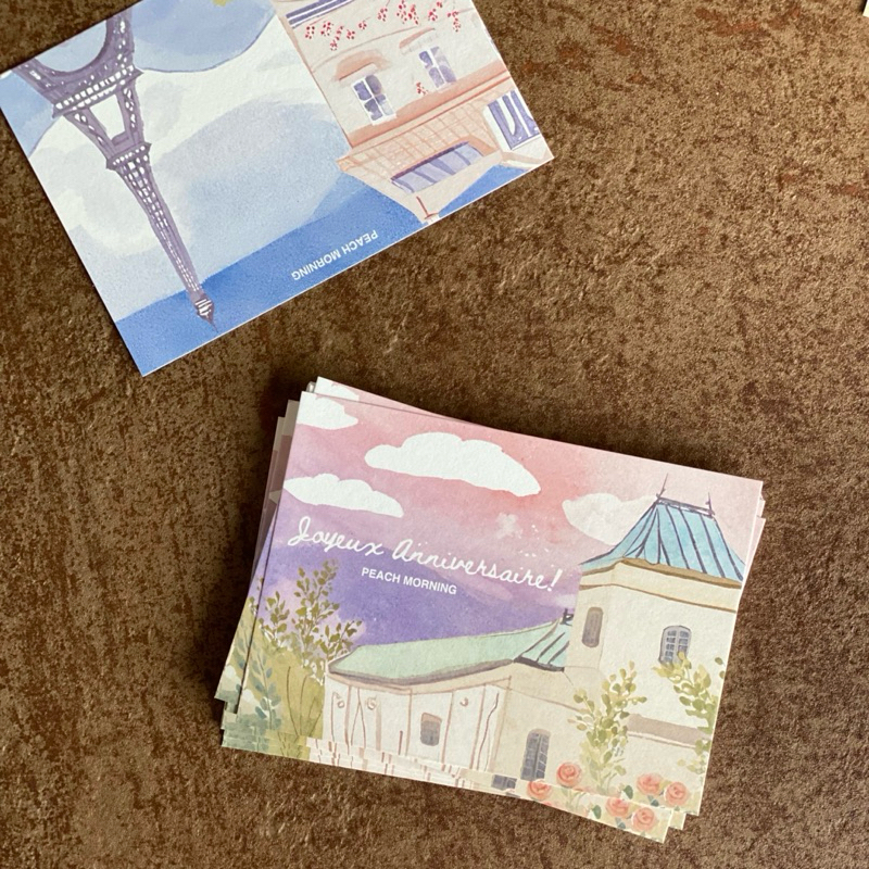 

PEACH MORNING - Illustrated Greeting Card