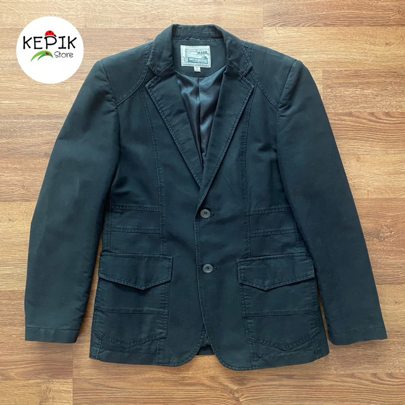 PRELOVED BLAZER PRIA JAS SEMI FORMAL HITAM JEANS SZ.L