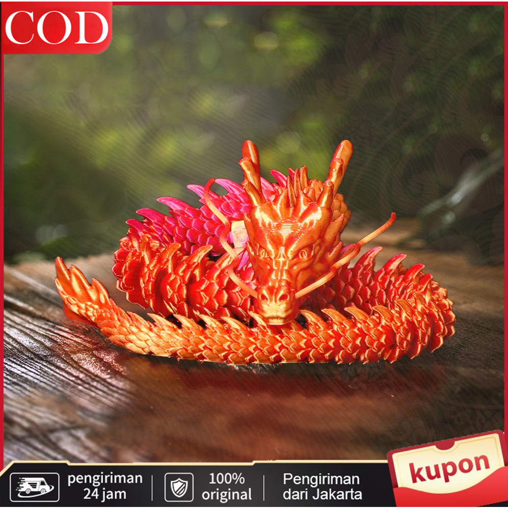 Yun PHK 45/60cm Ornamen Patung Cetak 3D/Ornamen Naga Batu Permata Kristal/Model Naga Cina/Naga