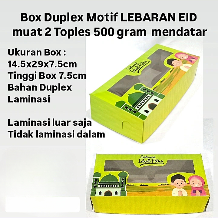

3pcs box duplex kuker bolu cake lebaran muat dua toples model mendatar ukuran 14.5x29x7.5cm