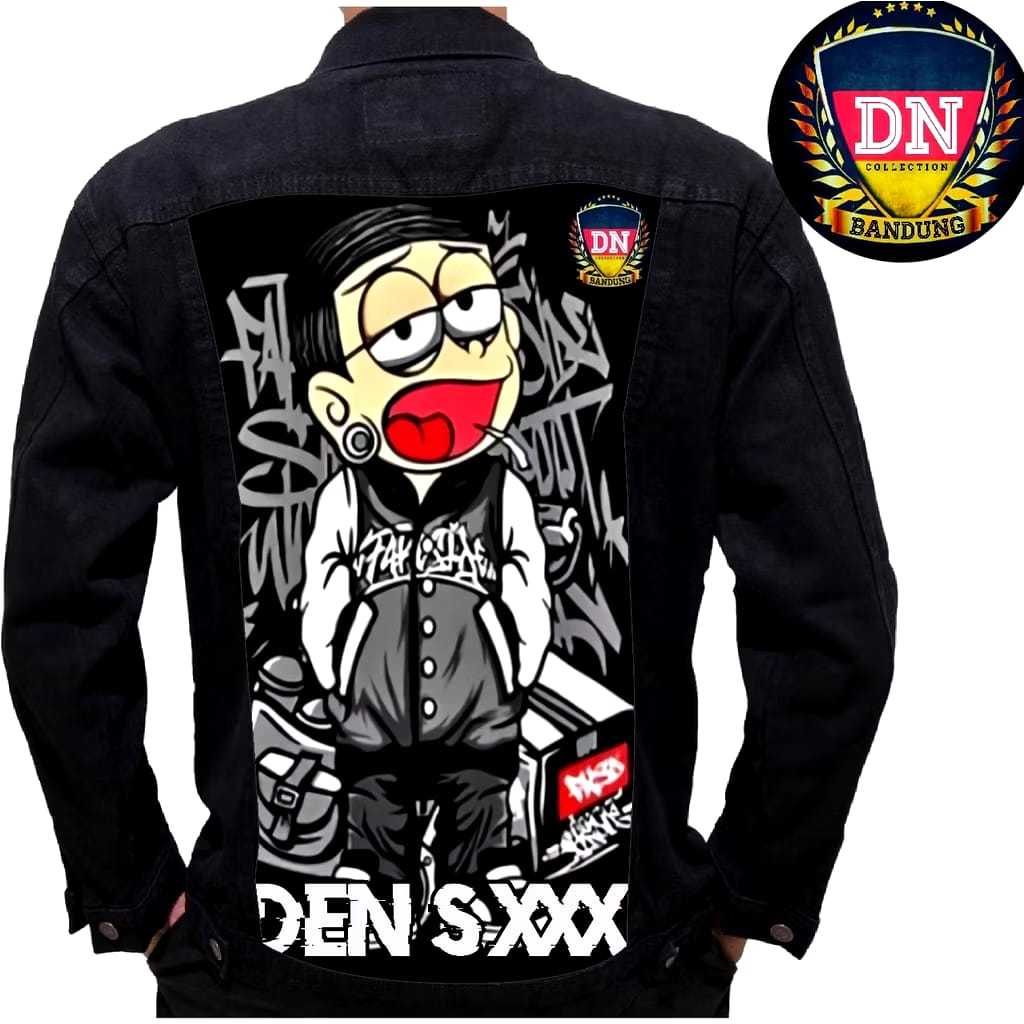 Jaket Jeans Denim Gambar Bordir Emblem Jaket Pria Denim Gambar Belakang Jacket Jeans Tebal