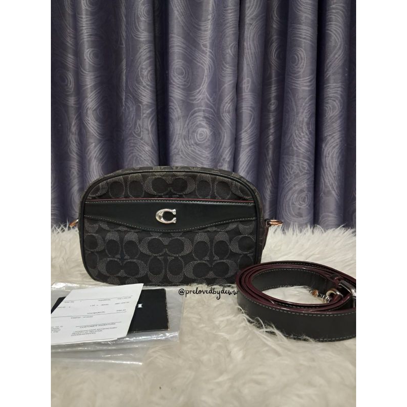 Preloved Coach Denim Signature Camera Bag