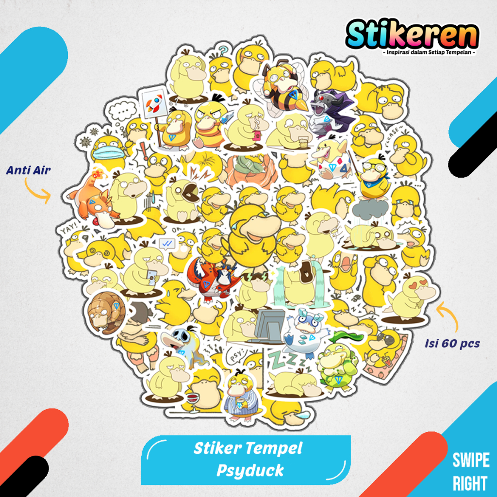 

Stiker Psyduck Pokemon Anime Kartun Film Paper Vinyl Dekorasi Laptop Koper Tumbler Kulkas DIY