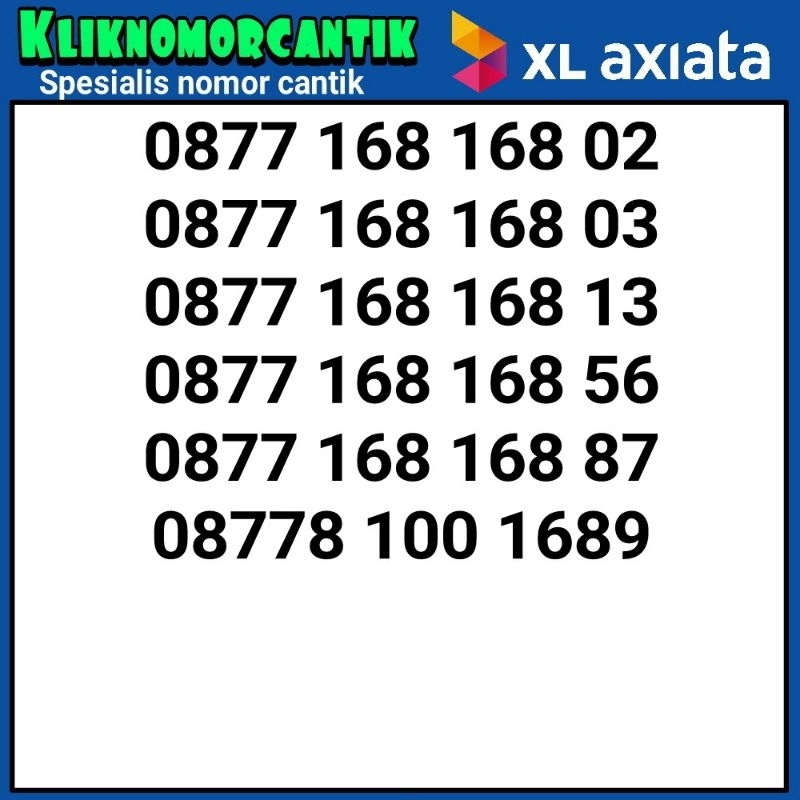 nomor cantik XL 168 kartu perdana XL 4G&5G A7