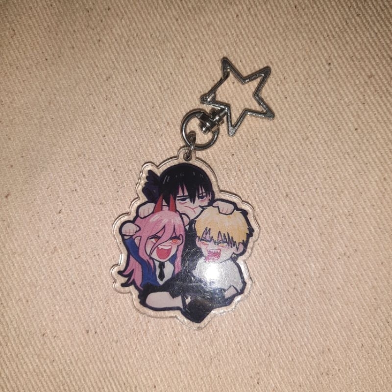 preloved chainsaw man keychain denji power aki