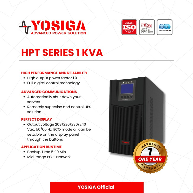 YOSIGA UPS HPT SERIES - 1 KVA