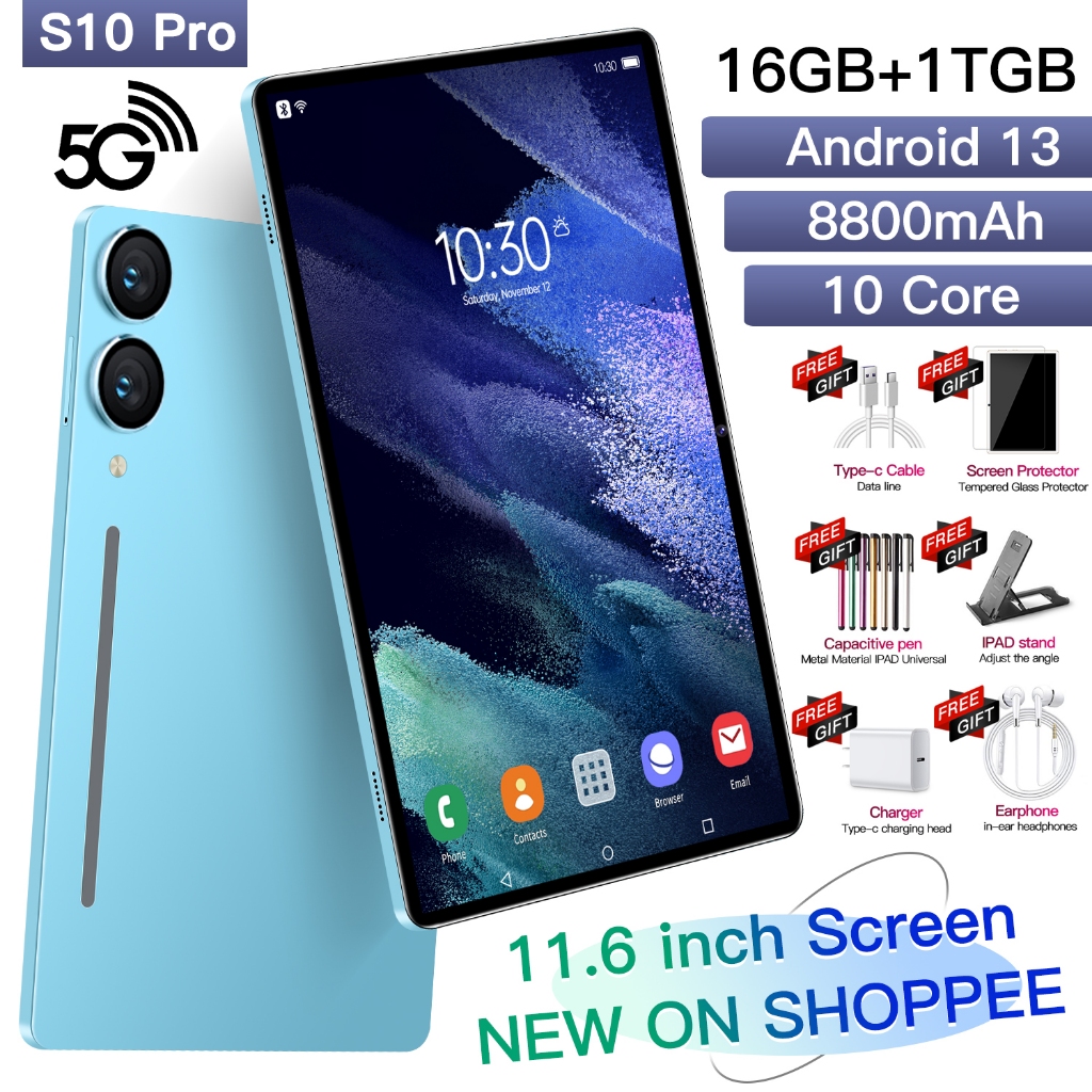 【Bisa COD】Tablet PC Asli Baru Tab S0Pro 16GB + 1TB(1024GB) Tablet Android 11.6inch Layar Full Screen