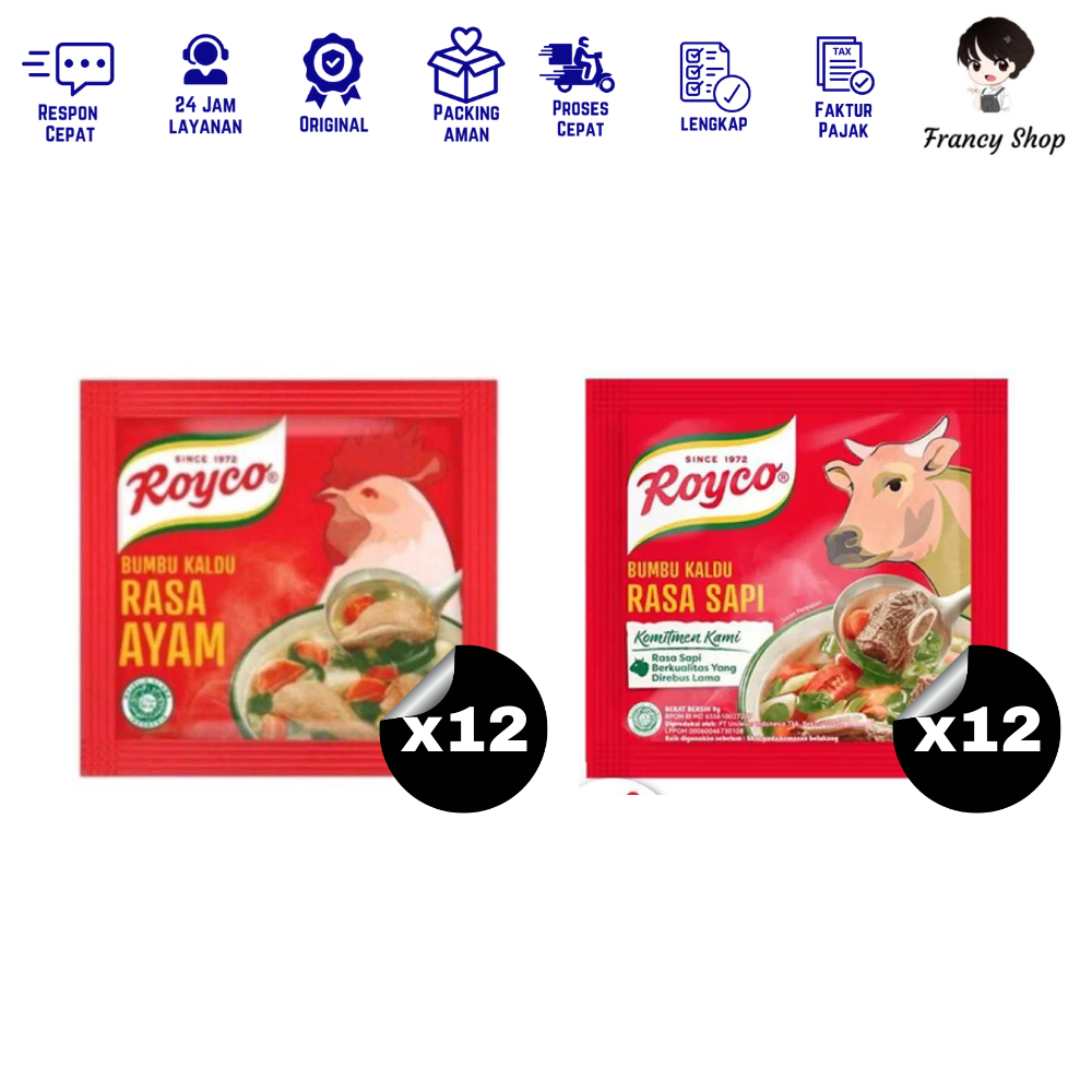

Paket Murah Royco Ayam / Sapi Bumbu Penyedap Rasa Sachet 8 gr renceng x12 Pcs