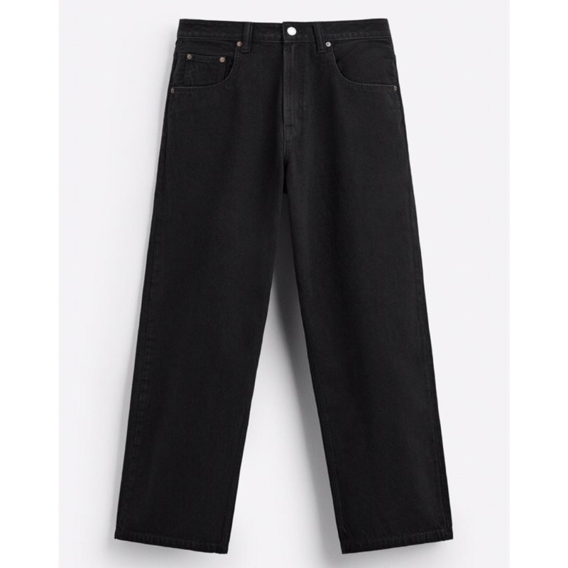 ZARA Men Baggy Fit Jeans Celana Panjang Pria Black