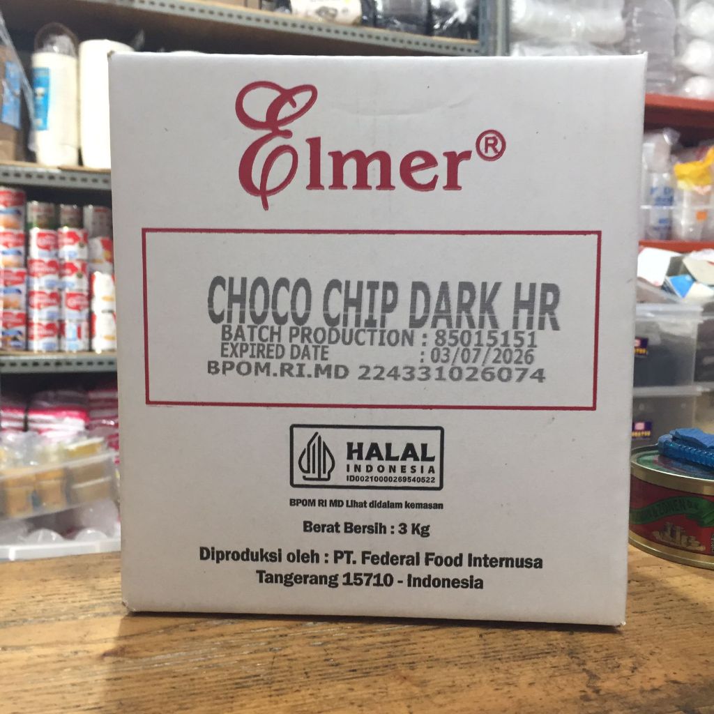 

Choco Chips 1 Dus/3kg Merk Elmer Coklat Koko Chip