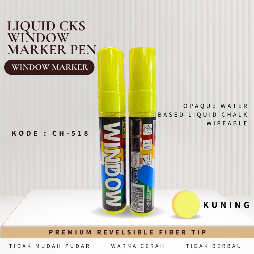 

CKS CH-518 KUNING GLASSBOARD WINDOW MARKER LIQUID CHALK