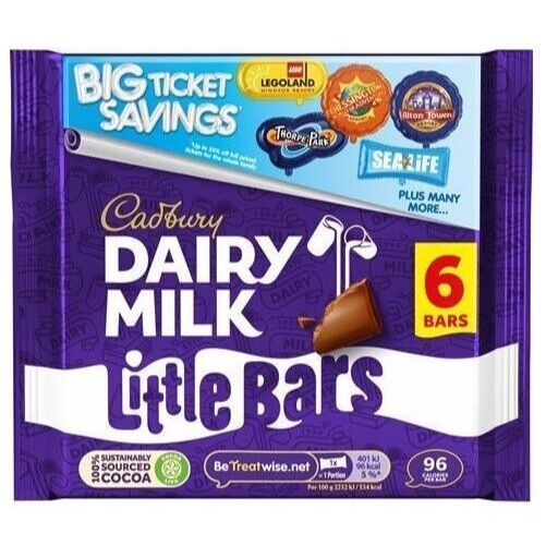 

COKELAT [READYSTOCK EXP 2025] 6 Cadbury Diary Milk Little Bars Chocolate 18g | READYSTOCK SIAP KIRIM | Cadbury Roundie Milk Choco Wafer | Produk Import Jastip Coklat Cokelat Coklat Original Malaysia Oleh-Oleh Jastip Malaysia Trusted Ready Stock Readystock