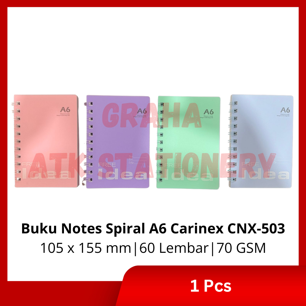 

[1 Pcs] Buku Notes Spiral A6 Carinex CNX-503 / Notepad / Notebook Tali A6 Carinex CNX-503