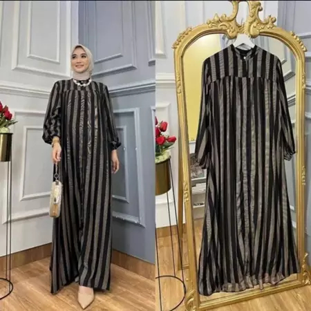 ATIYA DRESS / GAMIS RAYON KATUN / GAMIS MOTIF KOMBINASI / GAMIS DRESS LEBARAN /MOTIF SALUR