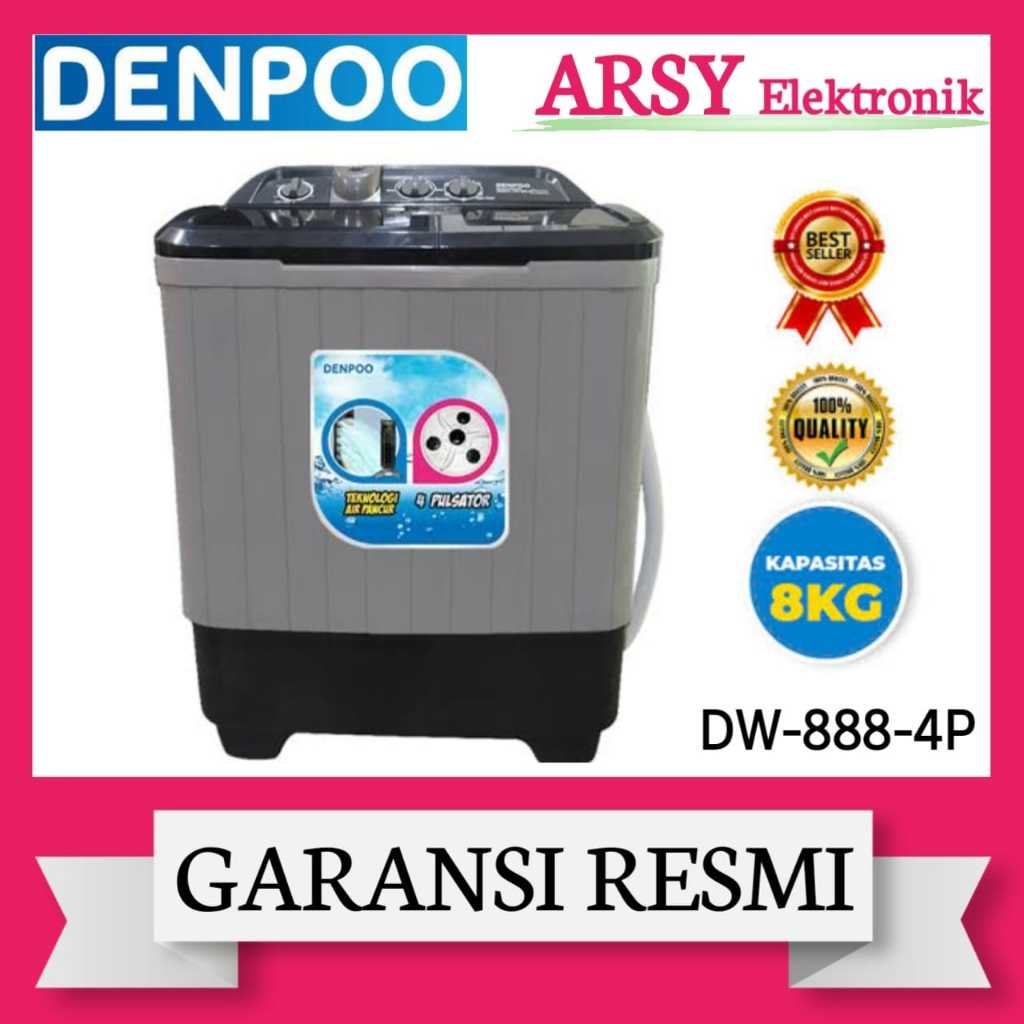 MESIN CUCI DENPOO 2TABUNG DW-888-4P/DENPOO MESIN CUCI 2TABUNG DW888-4P GARANSI RESMI