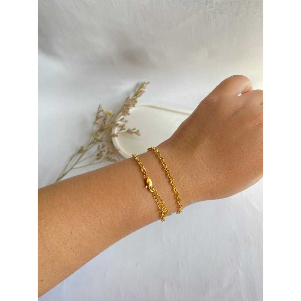 KAIT LOBSTER - Gelang Nori Polos Titanium / GElang Wanita Model Emas / Gelang Wanita SImple Polos / 