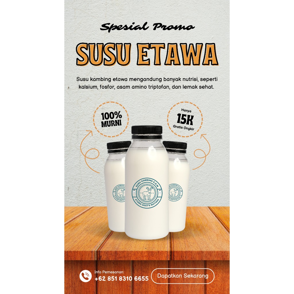 

[PREMIUM] Susu Kambing Etawa Murni 500ml Segar Beku - Fresh Frozen Goat Milk - Tanpa Bau Prengus ASLI