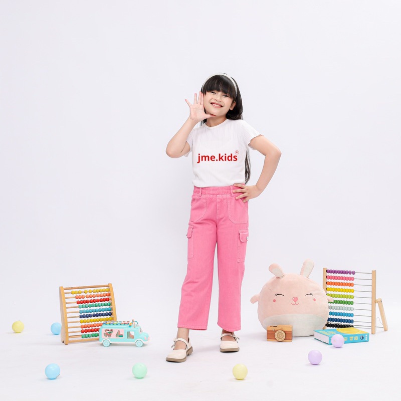 JME Kids - Kulot Cargo Unisex Bahan Jeans Untuk Anak Usia 2th-9th