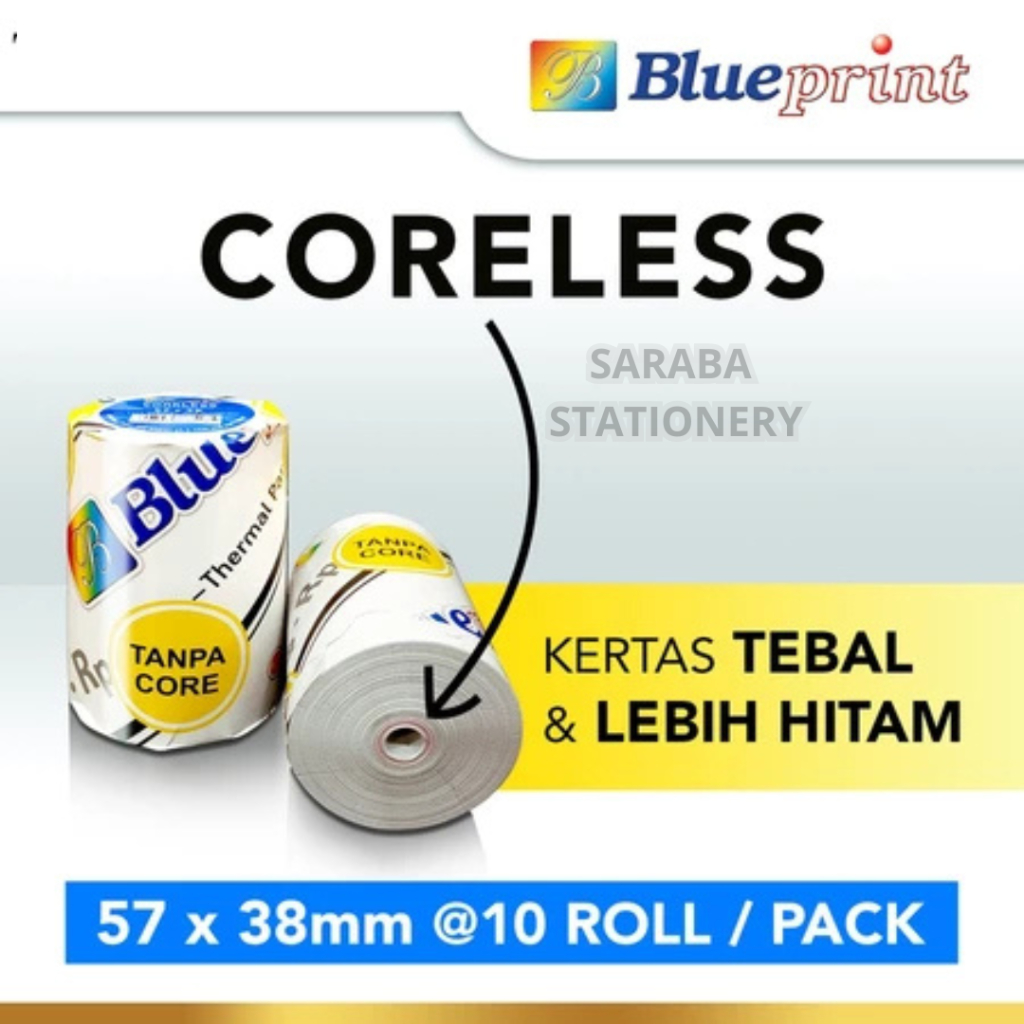

Kertas Thermal / Kertas Kasir / Kertas Struk BLUEPRINT 57mmx38mm