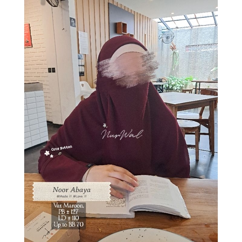 Noor Abaya Petite - Merah Maroon | Abaya Polos Baju Lebaran Murah Gamis Wanita Syari Premium Kajian 